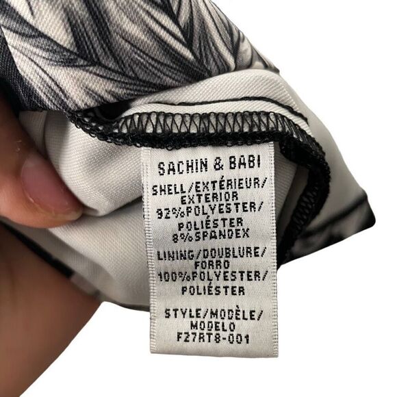 Sachin & Babi Womens Floral Sheath Dress 2 Black White Floral Cap Sleeve Demure - Picture 4 of 7